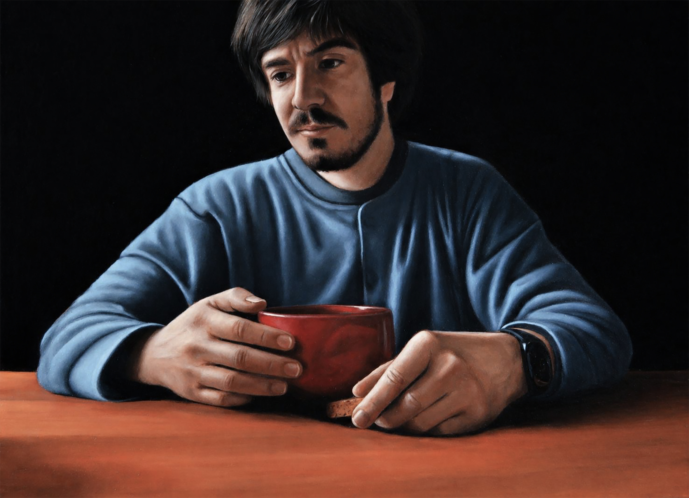 Ritratto con tazza rossa
