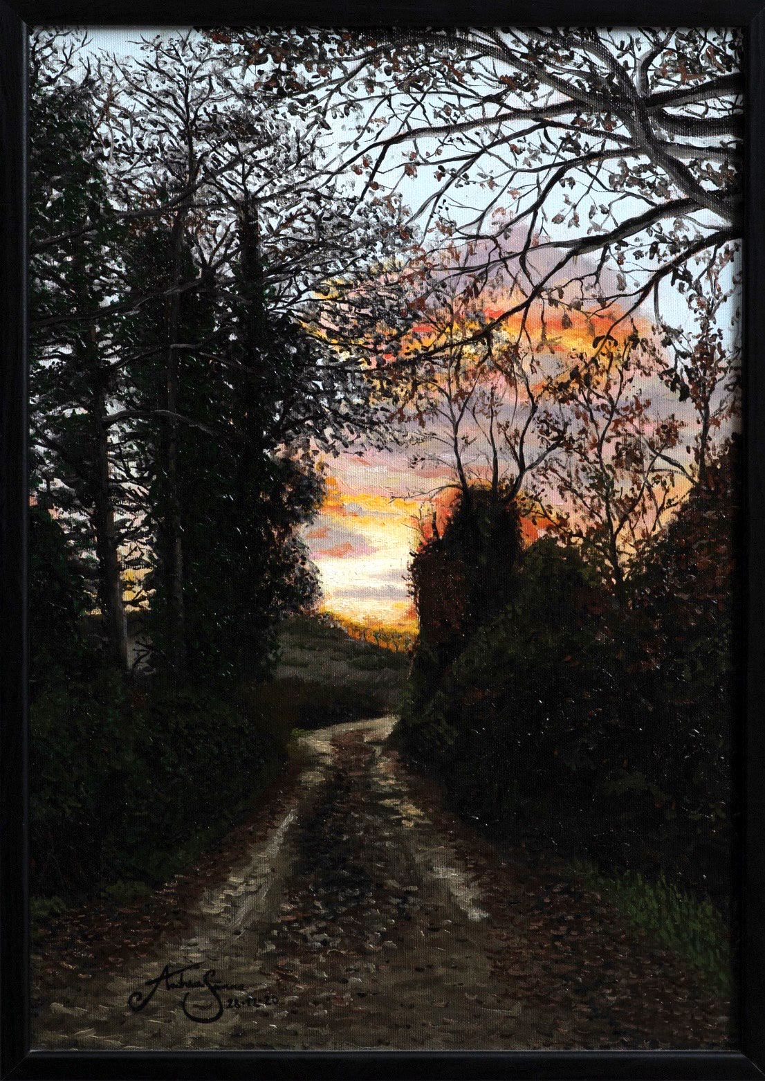 Strada di campagna al tramonto